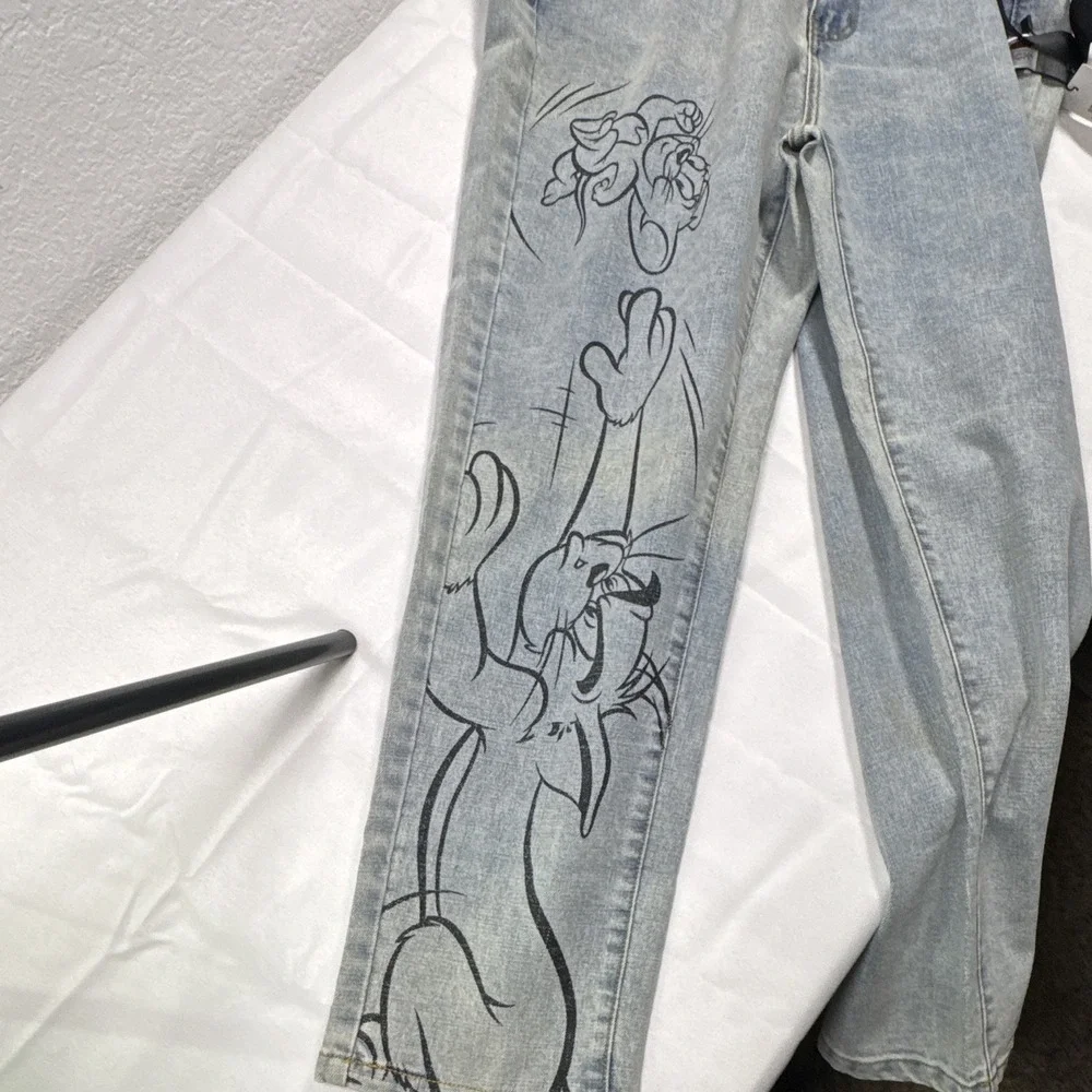 JOYRICH Tom & Jerry Graphic Jeans Mens 32 L Light Wash NWT Streetwear Denim
